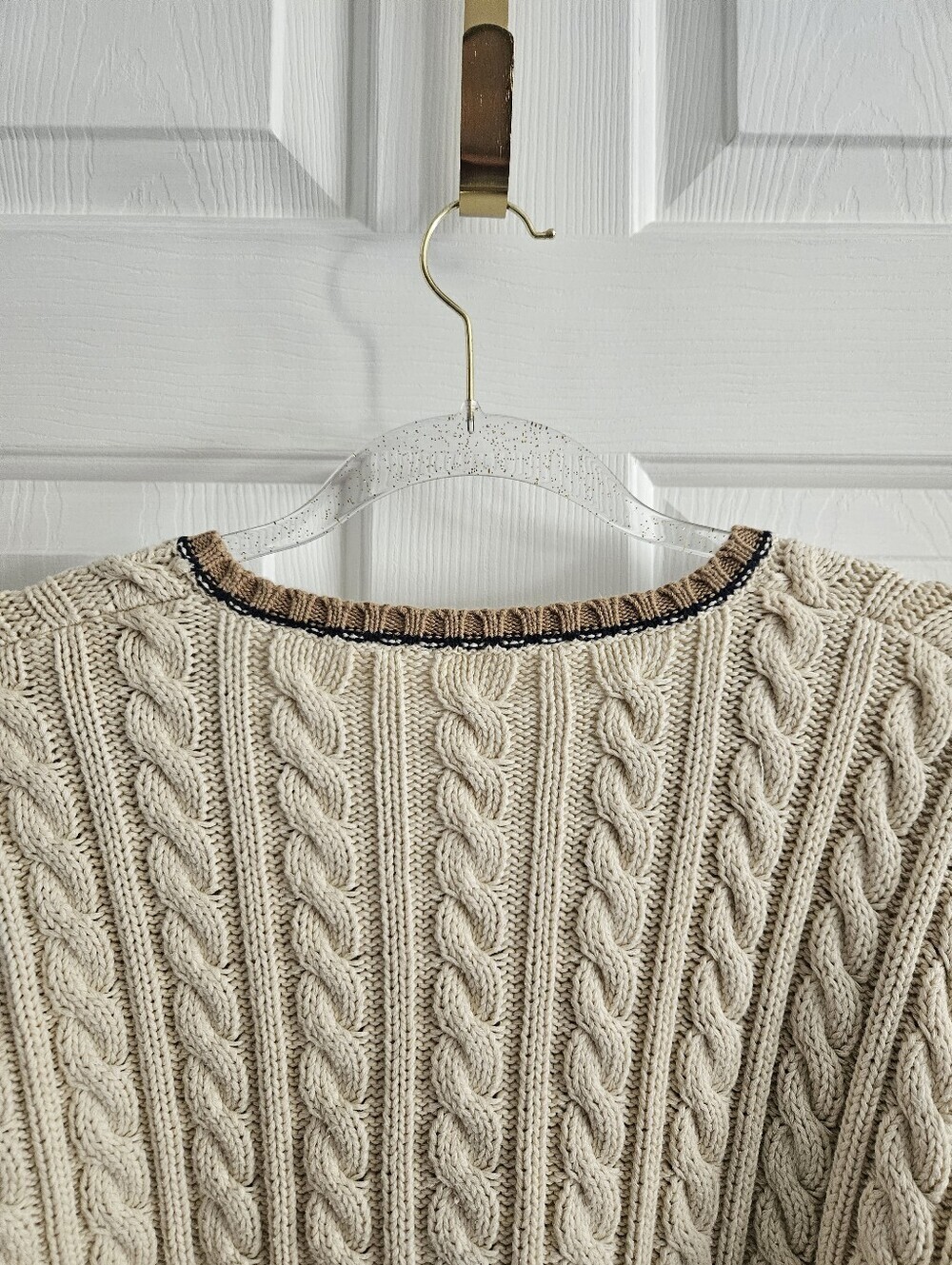 Vintage Ralph Lauren Cream Chunky Cable Knit Oversized Sweater - Picture 9 of 10